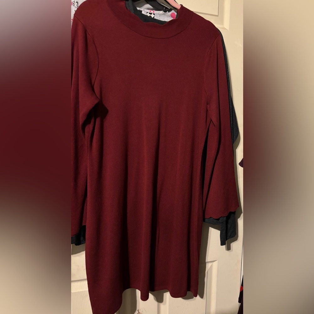 Burgundy Long Sleeve Dress
